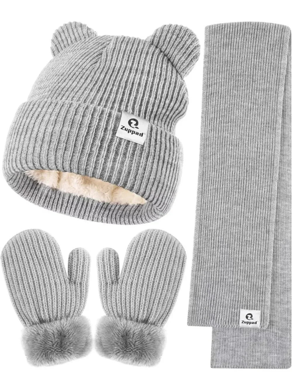 Cozy Baby Beanie Mittens Scarf Set | Toddler Winter Hat & Gloves with Ears
